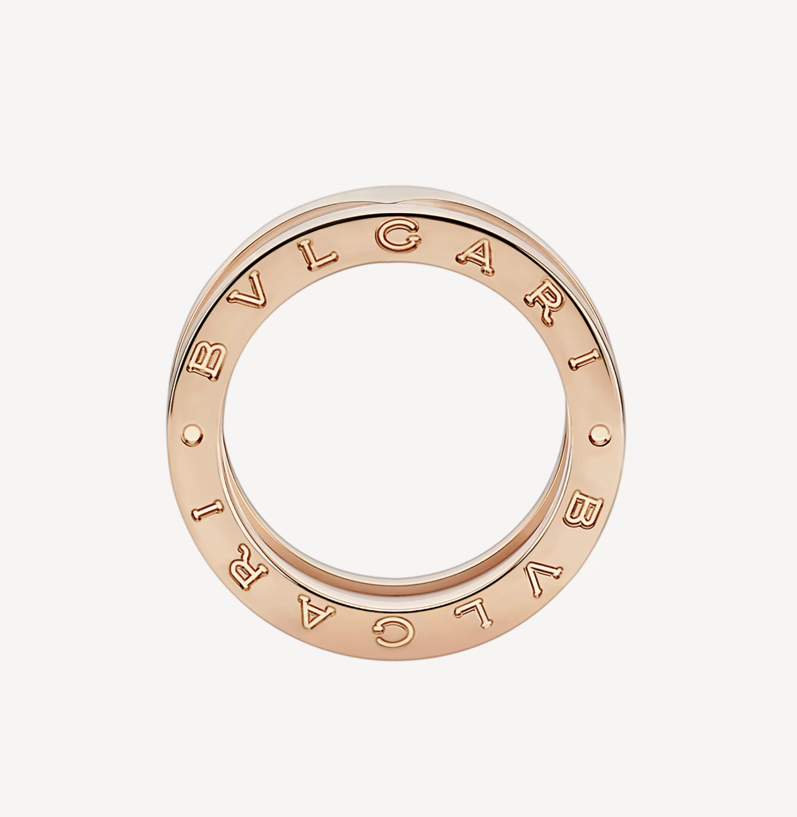 [BV JEWELRY]ZERO 1 TWO-BAND LOOPS AND WHITE CERAMIC SPIRAL PINK GOLD RING