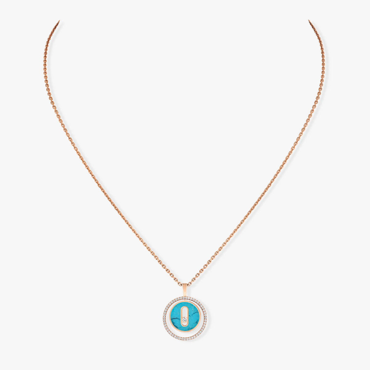 [CC ]CC  MOVE 1 DIAMOND TURQUOISE PINK GOLD DIAMOND NECKLACE MESSIKA