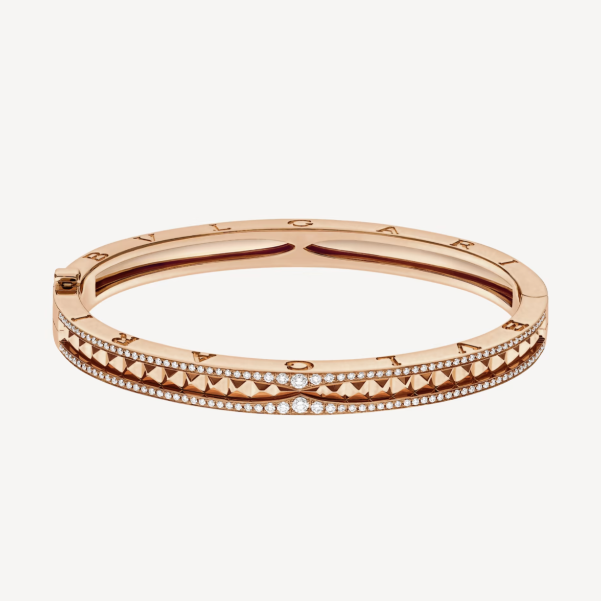 [BV JEWELRY]ZERO 1 SPIRAL AND PAVED DIAMOND PINK GOLD BRACELET