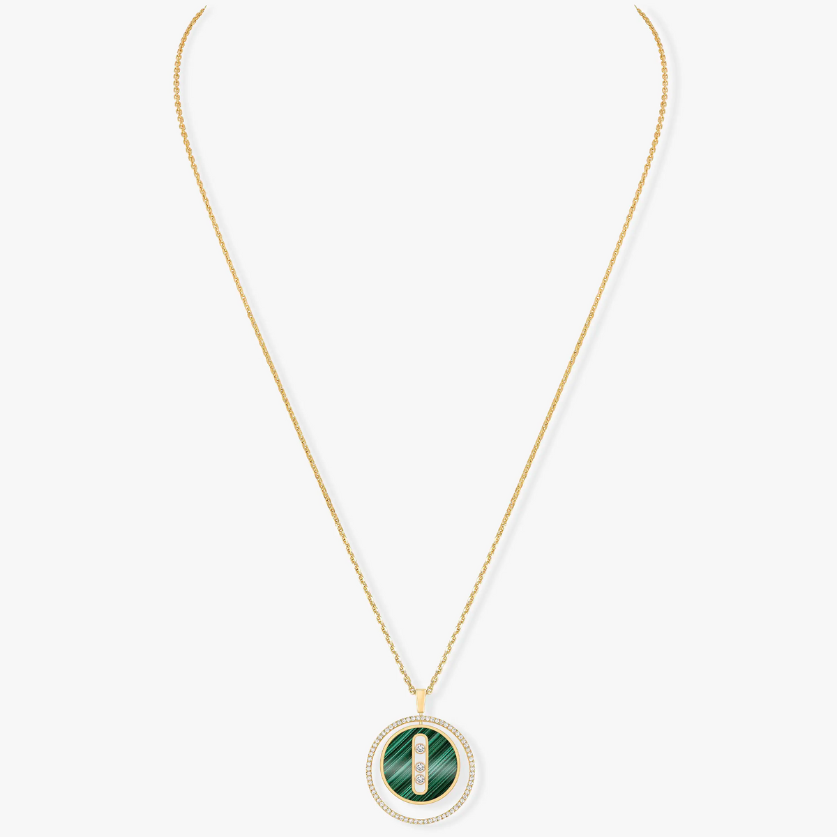 [CC ]CC  MOVE 3 DIAMOND MALACHITE GOLD DIAMOND NECKLACE MESSIKA