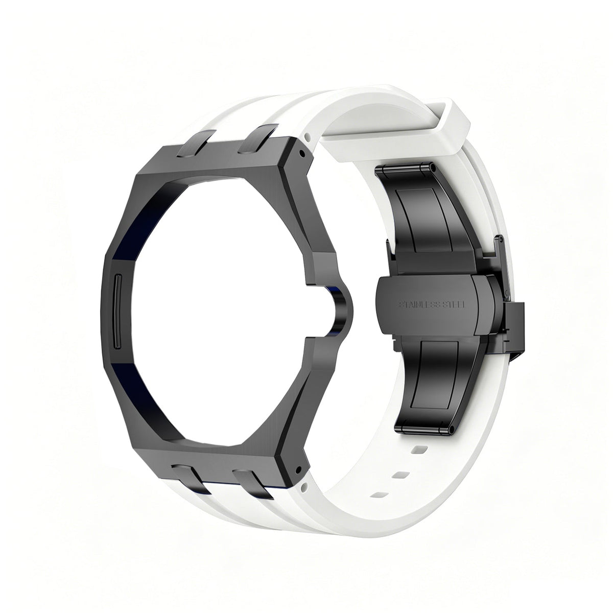 Oak Pop Black Steel  Silicone Strap