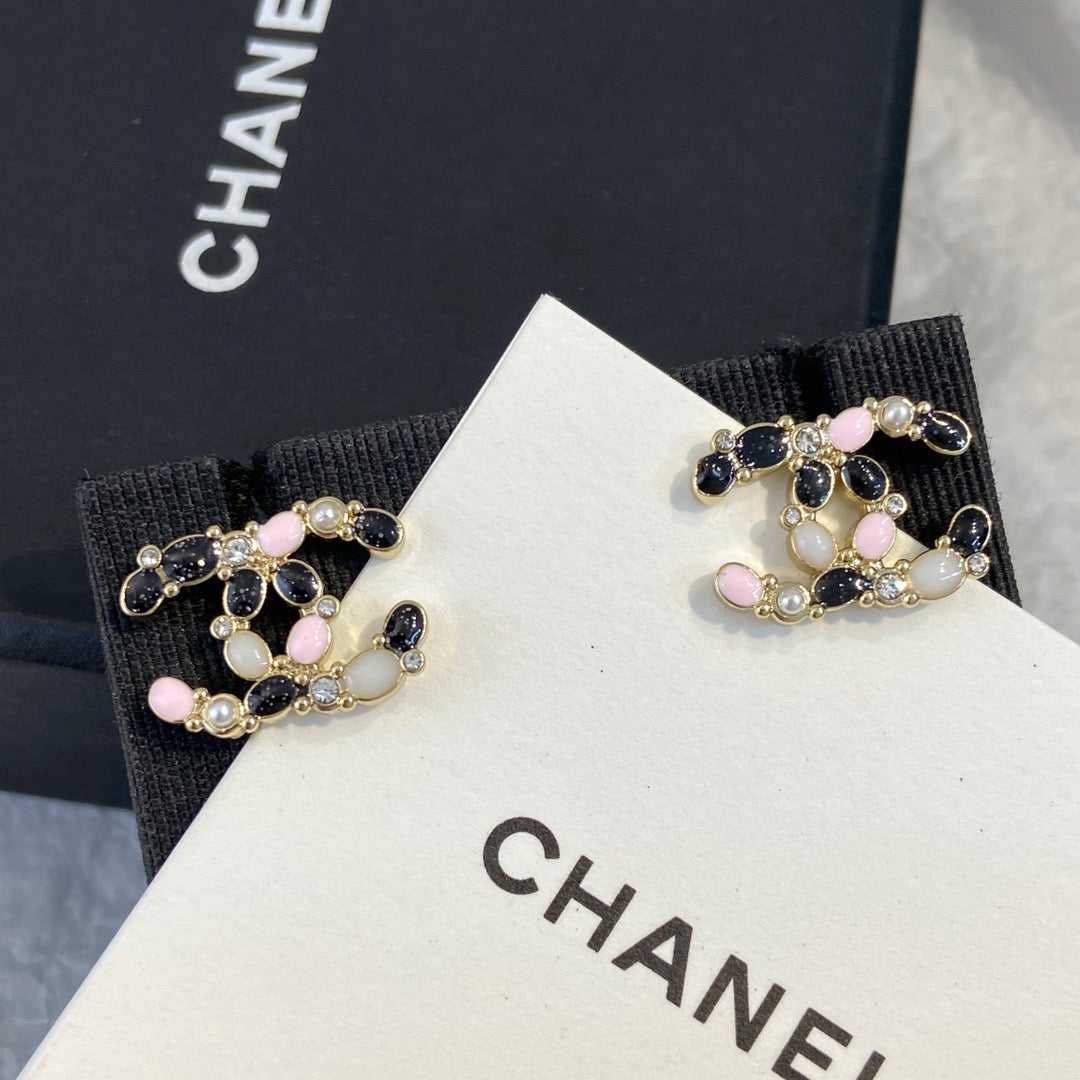 18K CC1 Black Pink Earrings, CHANE