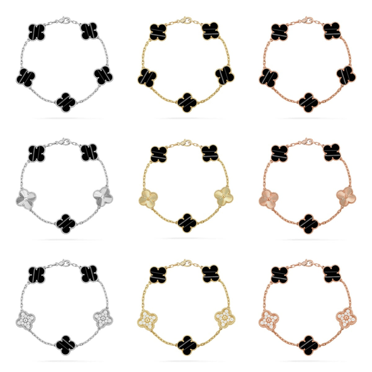 [CCjewelry ]New  CLOVER 5 MOTIF PULSAR STONE BRACELET COLLECTION