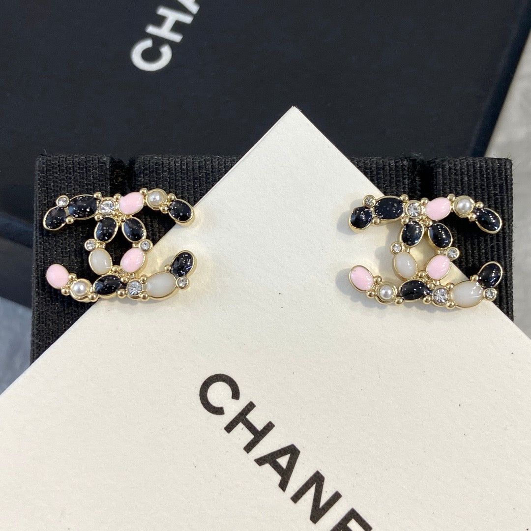 18K CC1 Black Pink Earrings, CHANE