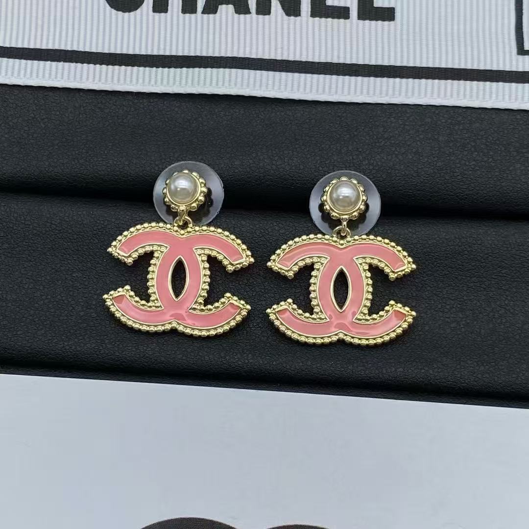 18K CC Black & White Diamond Gold Earrings, CHANE