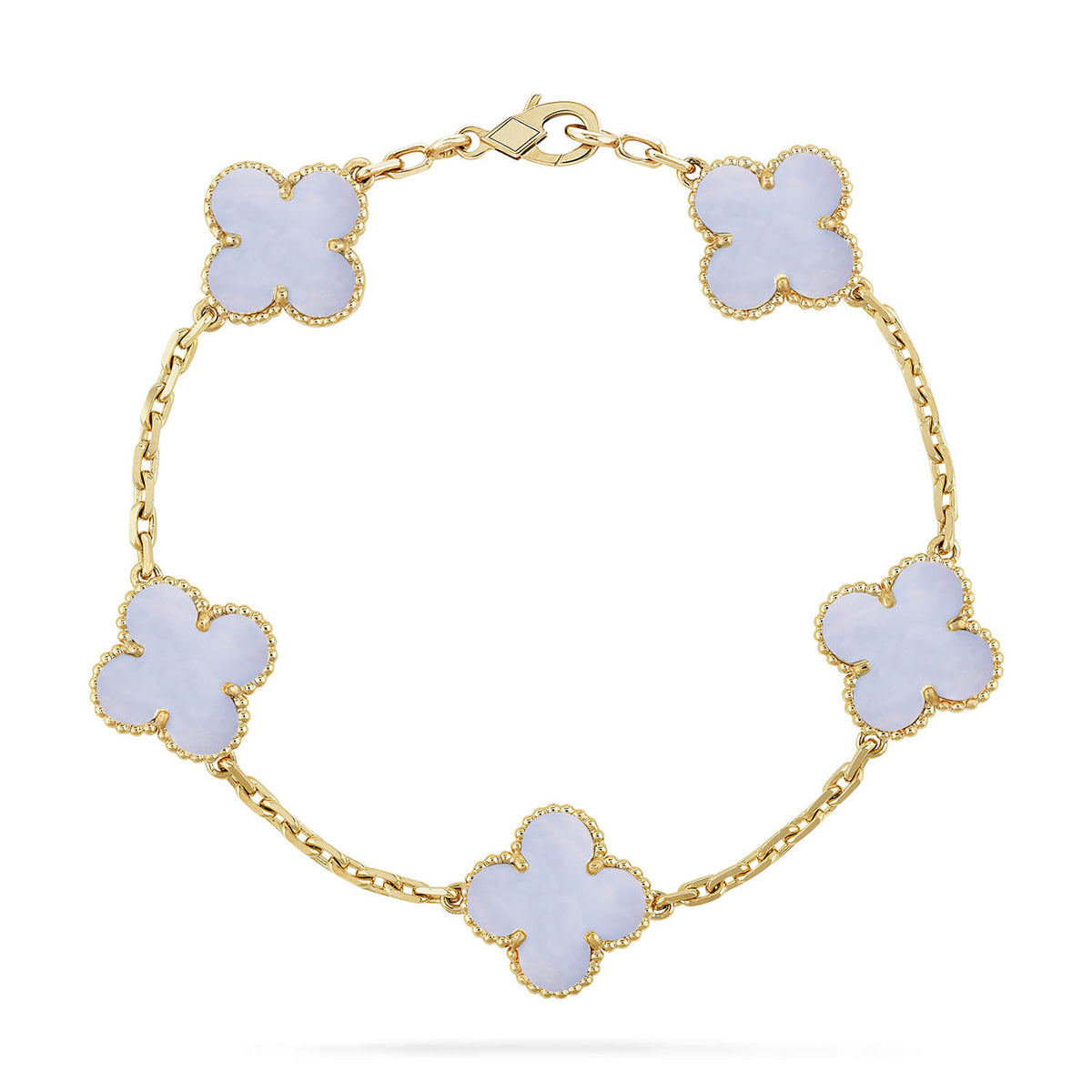 [CCjewelry ]New  CLOVER 5 MOTIF PURPLE CHALCEDONY BRACELET COLLECTION