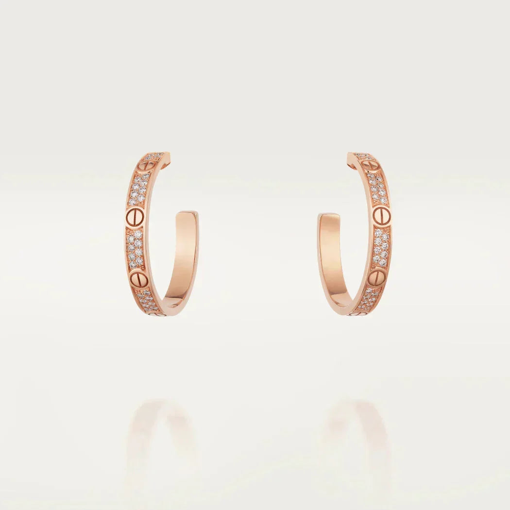 CCjewelry LOVE DIAMOND PINK GOLD HOOP EARRINGS