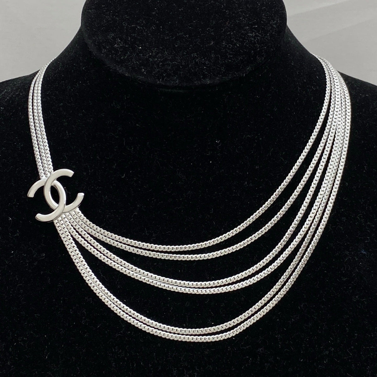 18K CC1 Layered Silver Necklace, CHANE