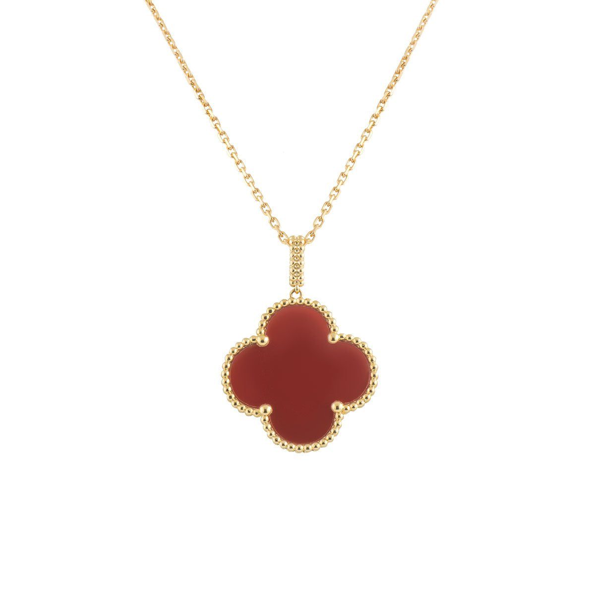 CCjewelry CLOVER 25MM NECKLACE GOLD CARNELIAN
