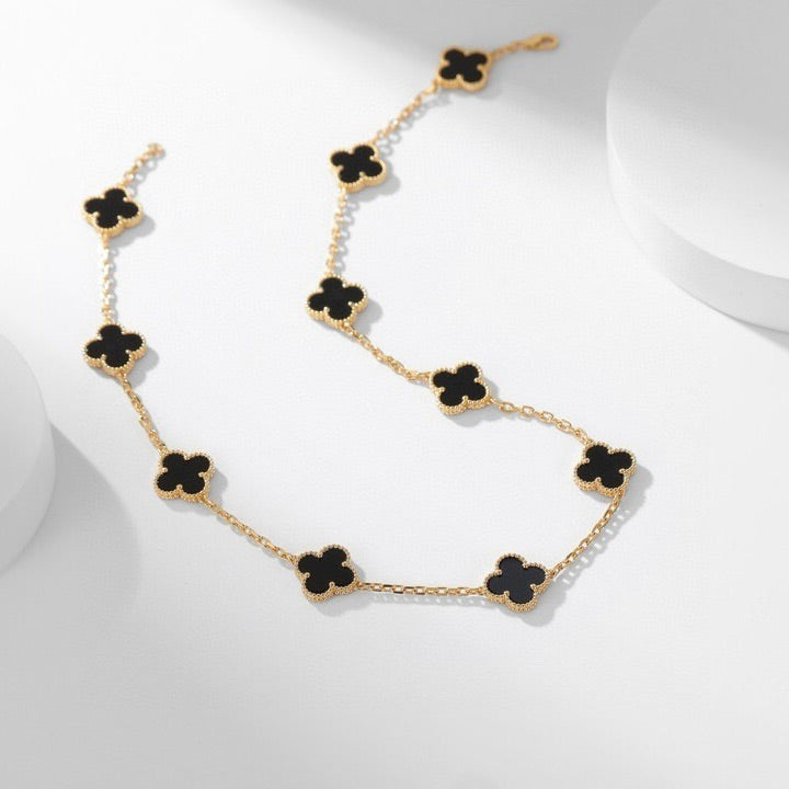 CCjewelry CLOVER 10 MOTIFS ONYX NECKLACE