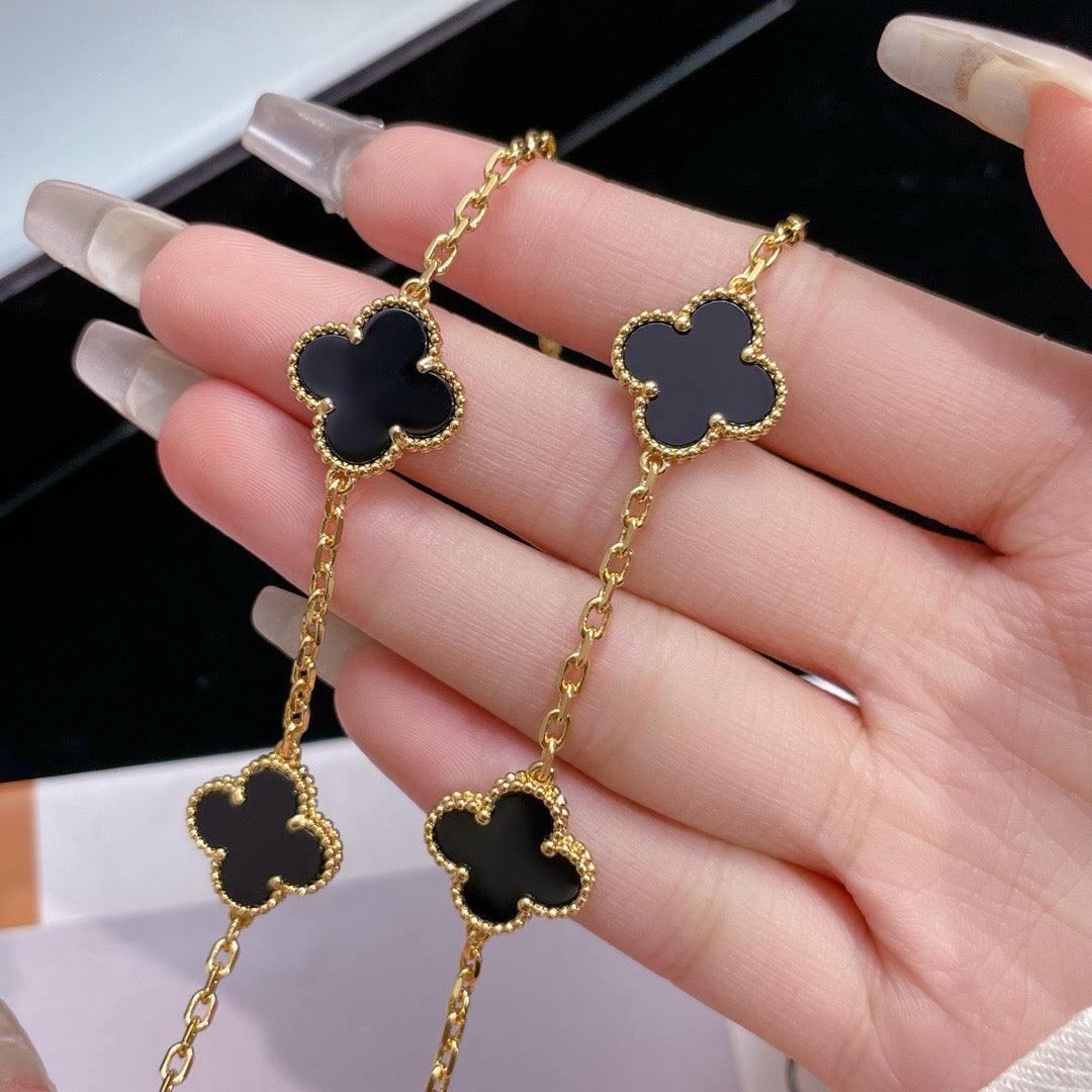 CCjewelry CLOVER 10 MOTIFS ONYX NECKLACE