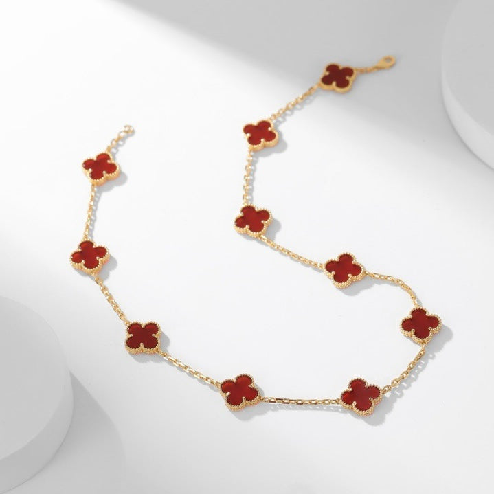 CCjewelry CLOVER 10 MOTIFS CARNELIAN NECKLACE
