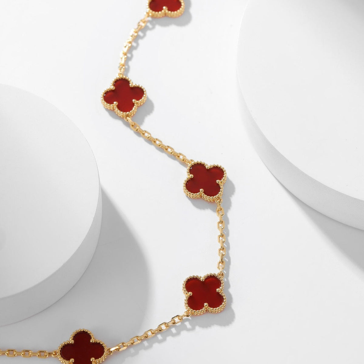 CCjewelry CLOVER 10 MOTIFS CARNELIAN NECKLACE