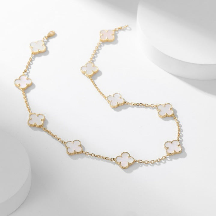 CCjewelry CLOVER 10 MOTIFS WHITE MOTHER OF PEARL NECKLACE