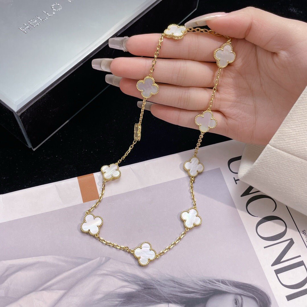 CCjewelry CLOVER 10 MOTIFS WHITE MOTHER OF PEARL NECKLACE