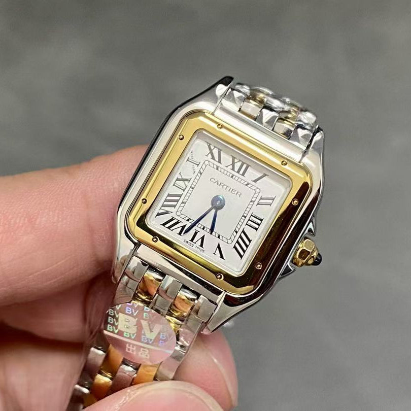 PANTHERE DE CARTIE 22MM QUARTZ GOLD STEEL WHITE DIAL BEST VERSIONCARTI WATCH