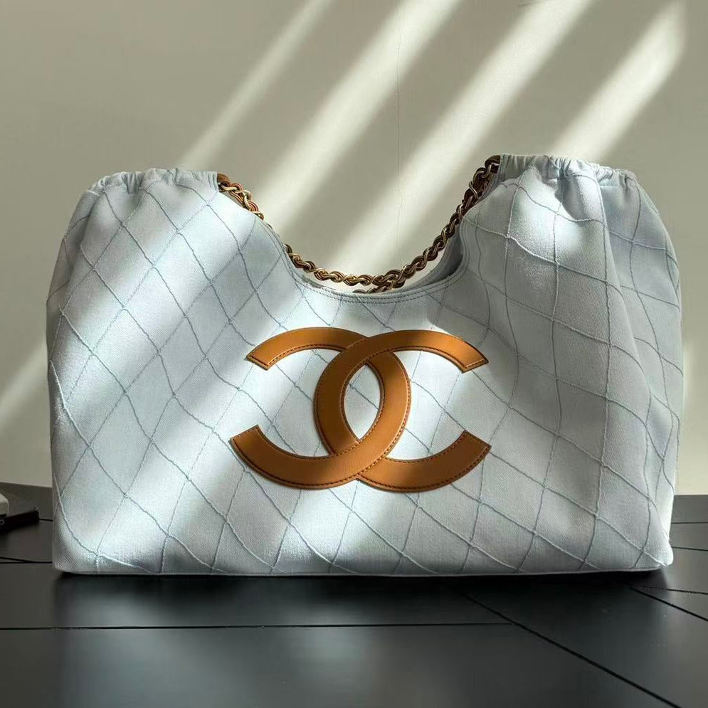 CC BAG  2026 Bag 43cm Light Blue mix Brown Denim Leather