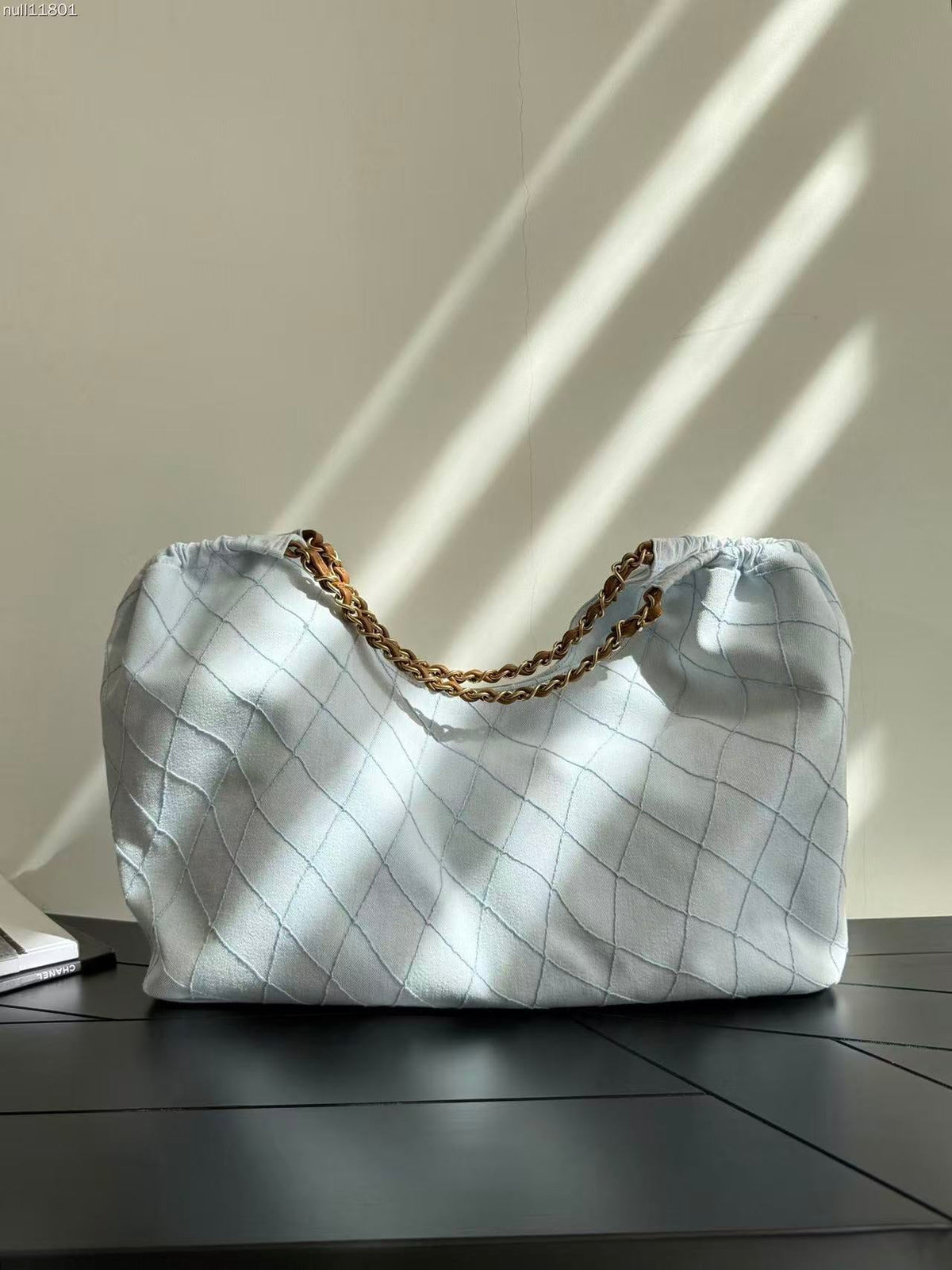 CC BAG  2026 Bag 43cm Light Blue mix Brown Denim Leather
