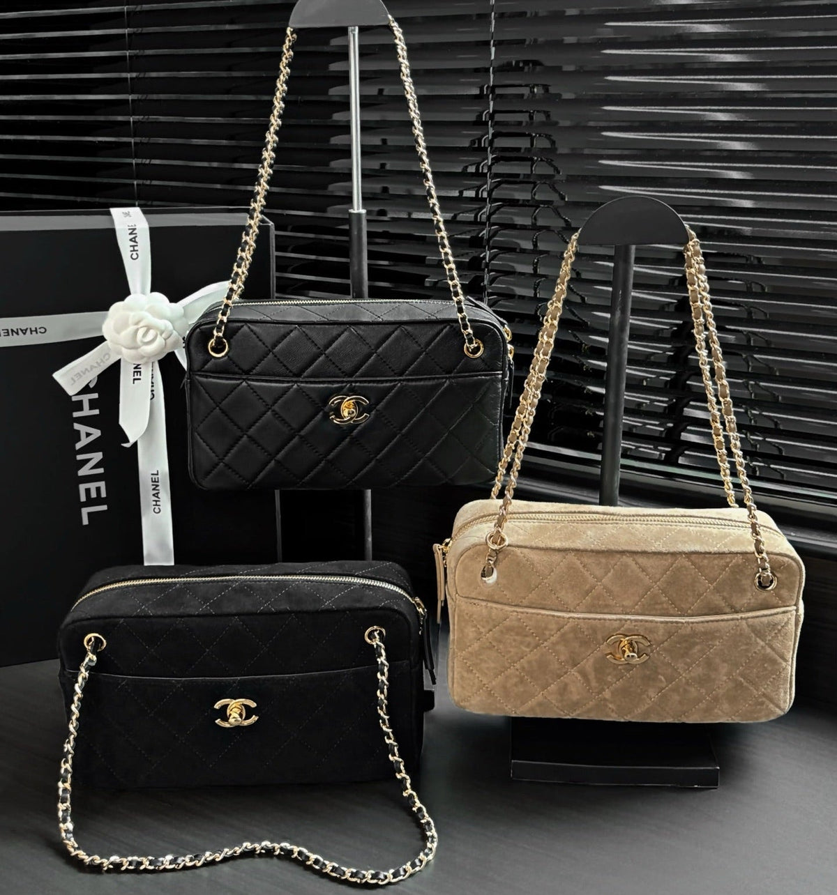 CC BAG  2026 Camera Bag 24.5cm Suede Lambskin