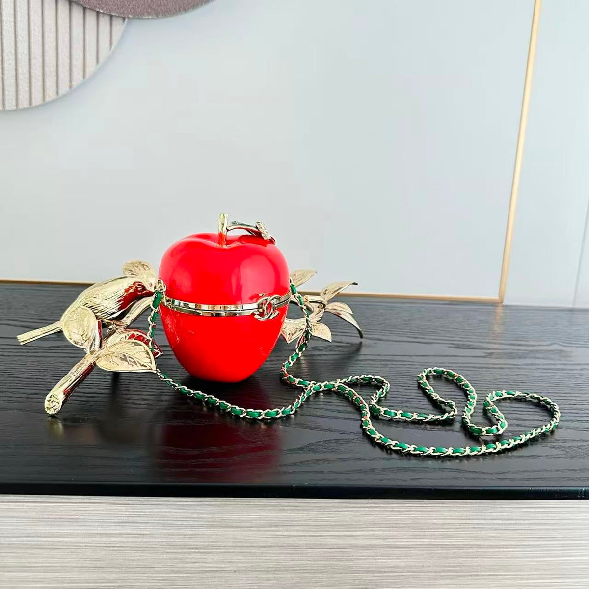CC BAG  2026 Minaudiere Apple Bag Red Lacquered Metal And Glass Enamel