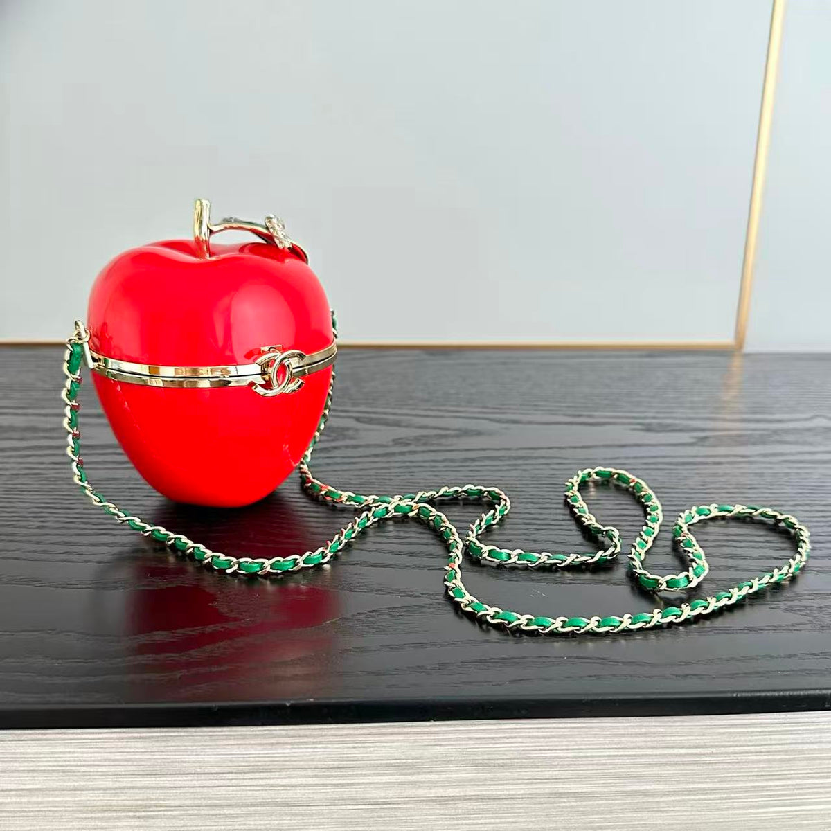CC BAG  2026 Minaudiere Apple Bag Red Lacquered Metal And Glass Enamel