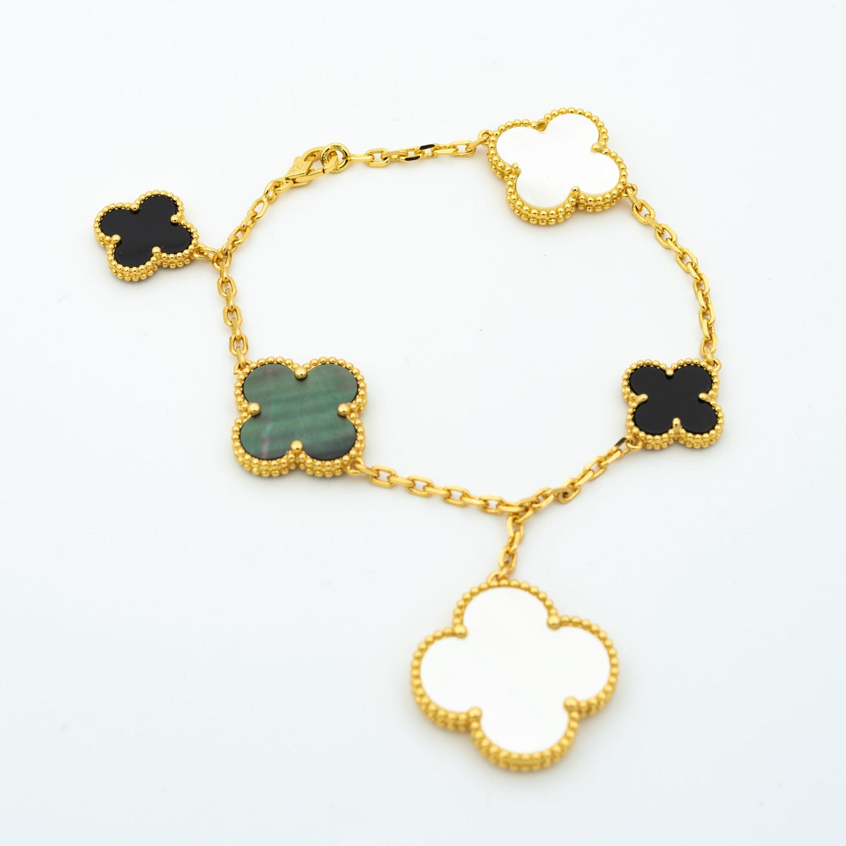 CCjewelry CLOVER BRACELET 5 MOTIFS ONYX MOP