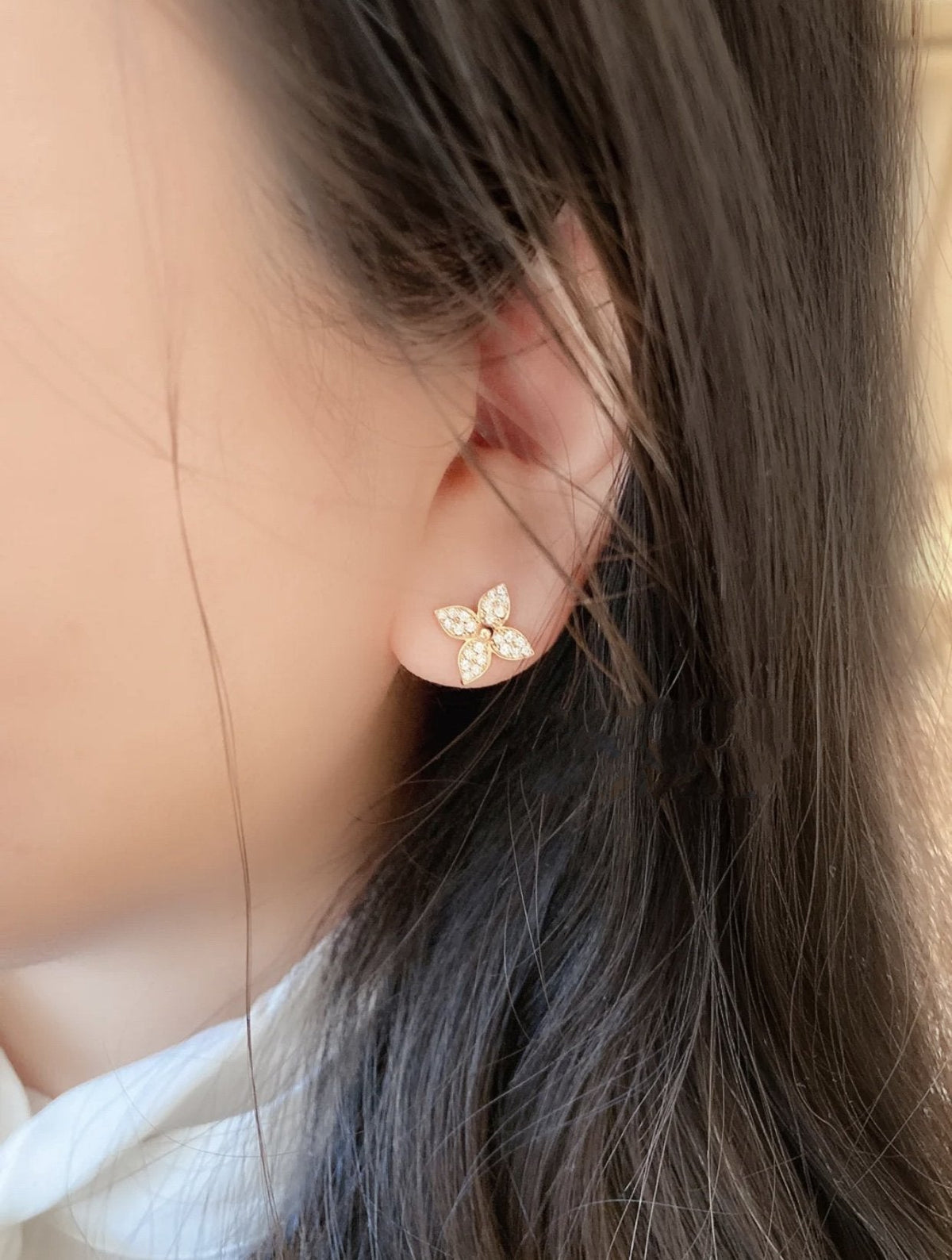 CCjewelry STAR BLOSSOM STUD EARRINGS PINK GOLD DIAMONDS L.V