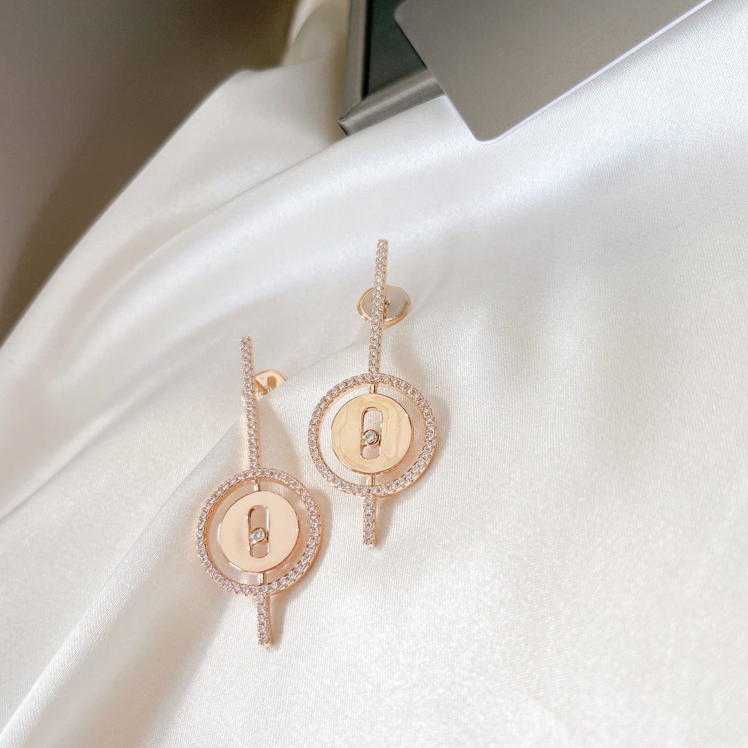 [CC ]CC  MOVE ARROW PINK GOLD DIAMOND EARRINGS MESSIKA