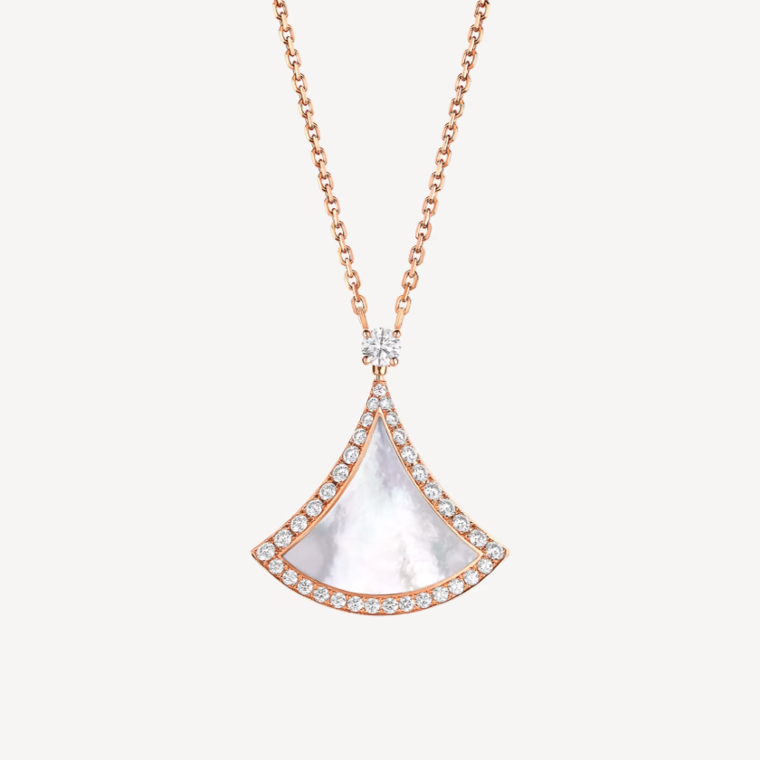 [Bulga JEWELRY]DREAM MOP DIAMOND PAVED PINK GOLD NECKLACE