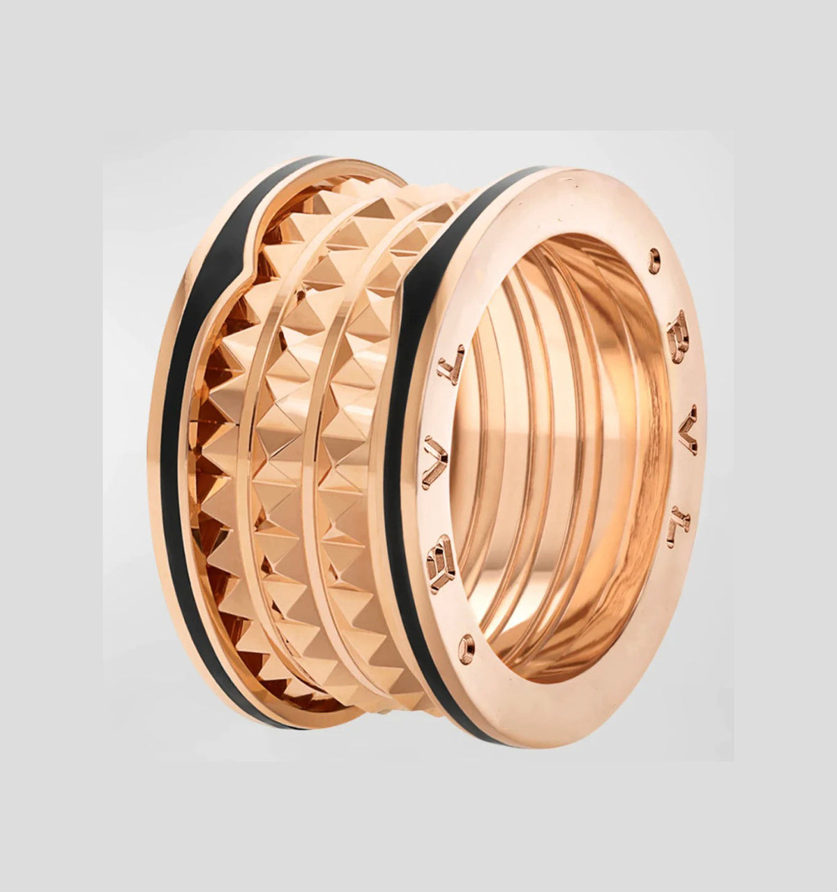 [BV JEWELRY]ZERO 1 ROCK BLACK CERAMIC PINK GOLD LARGE MODEL