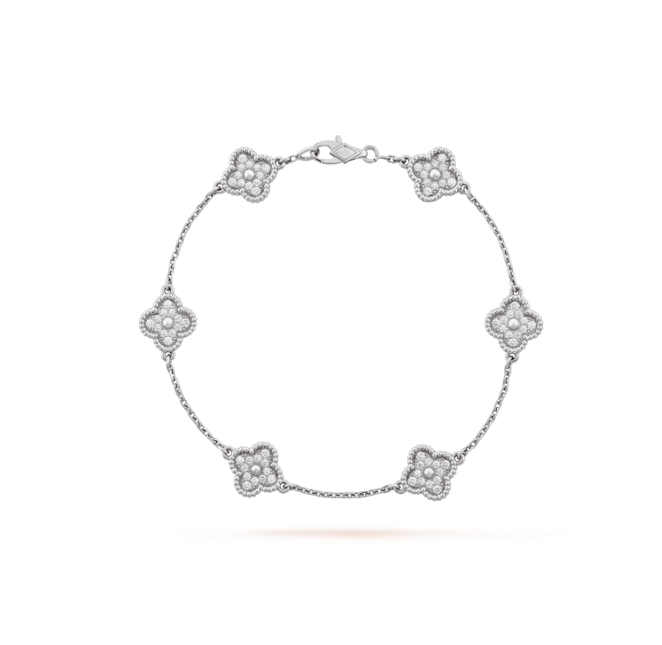 CCjewelry CLOVER 6 MOTIF SILVER DIAMOND BRACELET