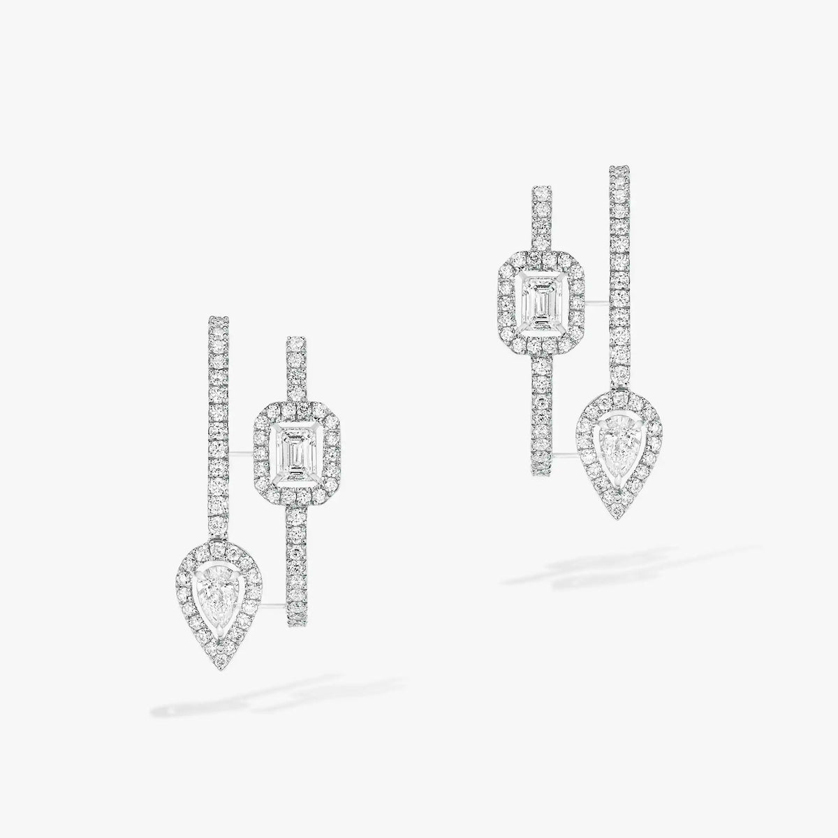 [CC ]CREOLES MY TWIN 2 RANGS SILVER DIAMOND EARRINGS MESSIKA