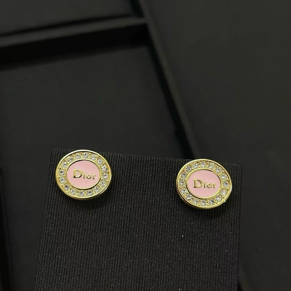 18K CC Black & White Diamond Gold Earrings, CHANE