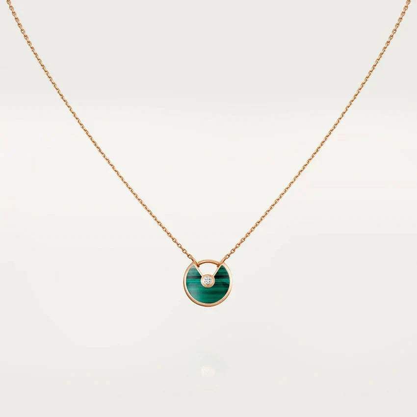 CCjewelry AMULETTE ROSE GOLD MALACHITE NECKLACE