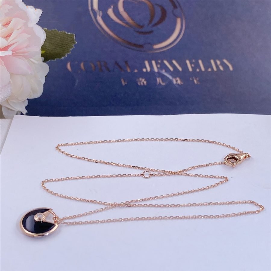 CCjewelry AMULETTE ROSE GOLD ONYX NECKLACE