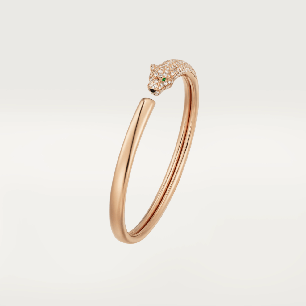 {💎CC JEWELRY}  PANTHERE ROSE GOLD DIAMOND OPEN BRACELET，925 Sterling Silver