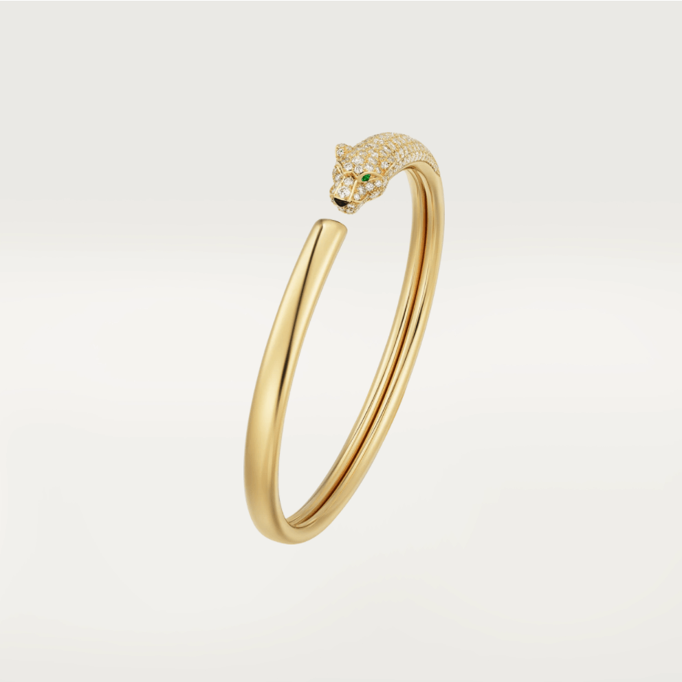 {💎CC JEWELRY}  PANTHERE GOLD DIAMOND OPEN BRACELET，925 Sterling Silver