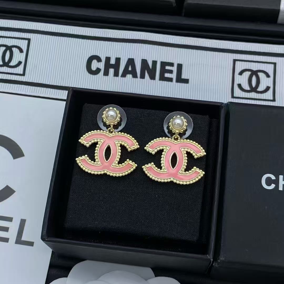 18K CC Black & White Diamond Gold Earrings, CHANE