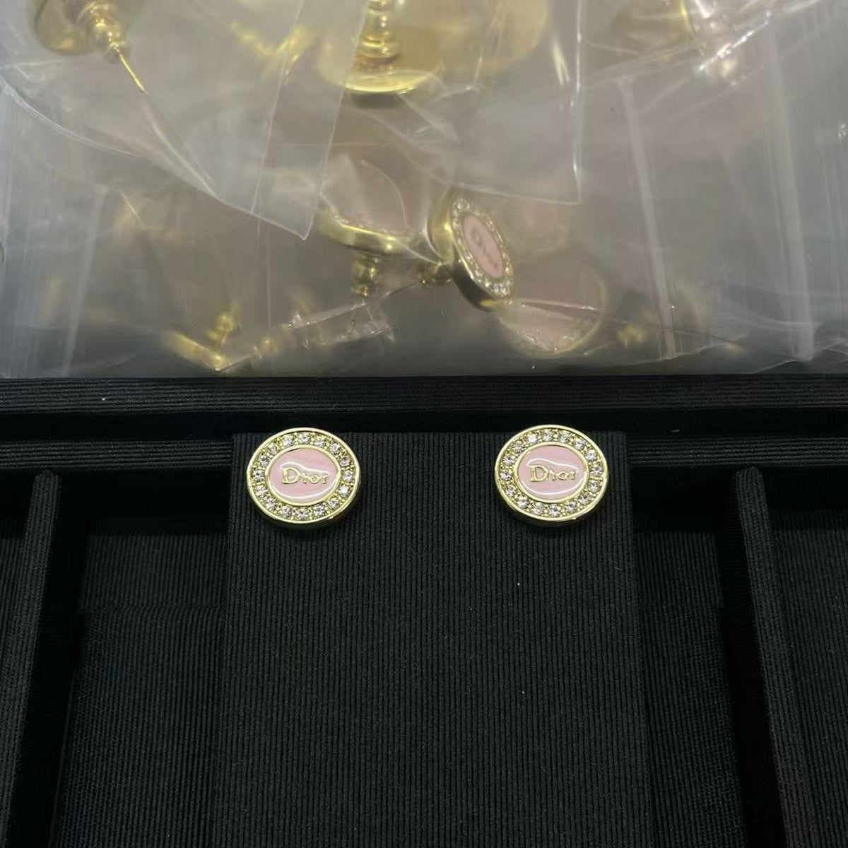 18K CC Black & White Diamond Gold Earrings, CHANE