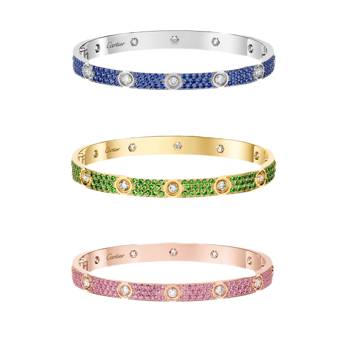 2026 PAVE GEMSTONE LOVE BRACELET 6.1MM 10 DIAMONDS