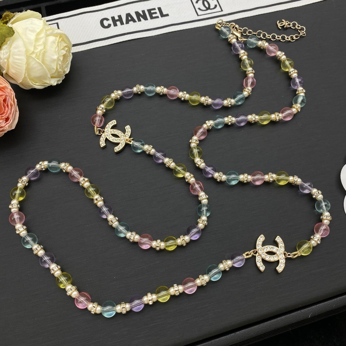 18K CC1 Color Bead Sweater Chain necklace, CHANE