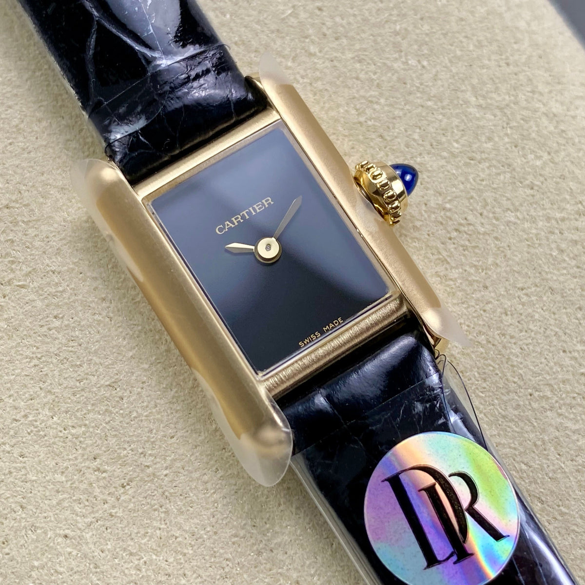 CC Tank 24mm Black Dial Gold Case LeatherCARTI WATCH