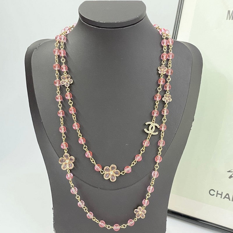 18K  CC1 26C Pink Crystal Long Necklace