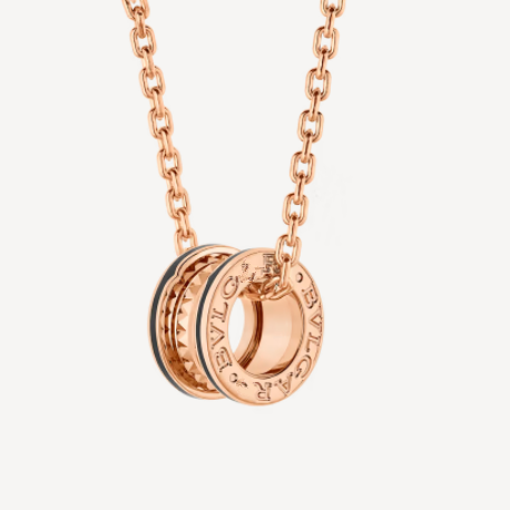 [BV JEWELRY]ZERO 1 ROCK PEDANT PINK GOLD BLACK NECKLACE
