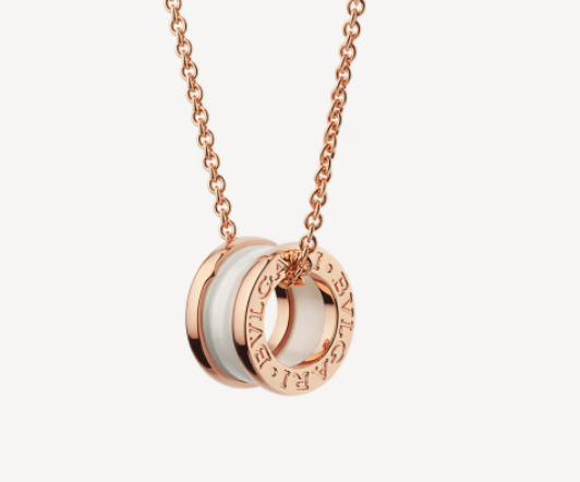 [BV JEWELRY]ZERO 1 WHITE CERAMIC PINK GOLD NECKLACE