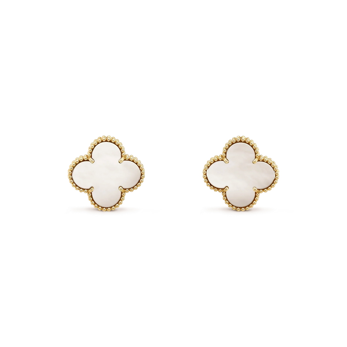 CCjewelry CLOVER MEDIUM 1 MOTIFS  WHITE MOP STUD EARRINGS
