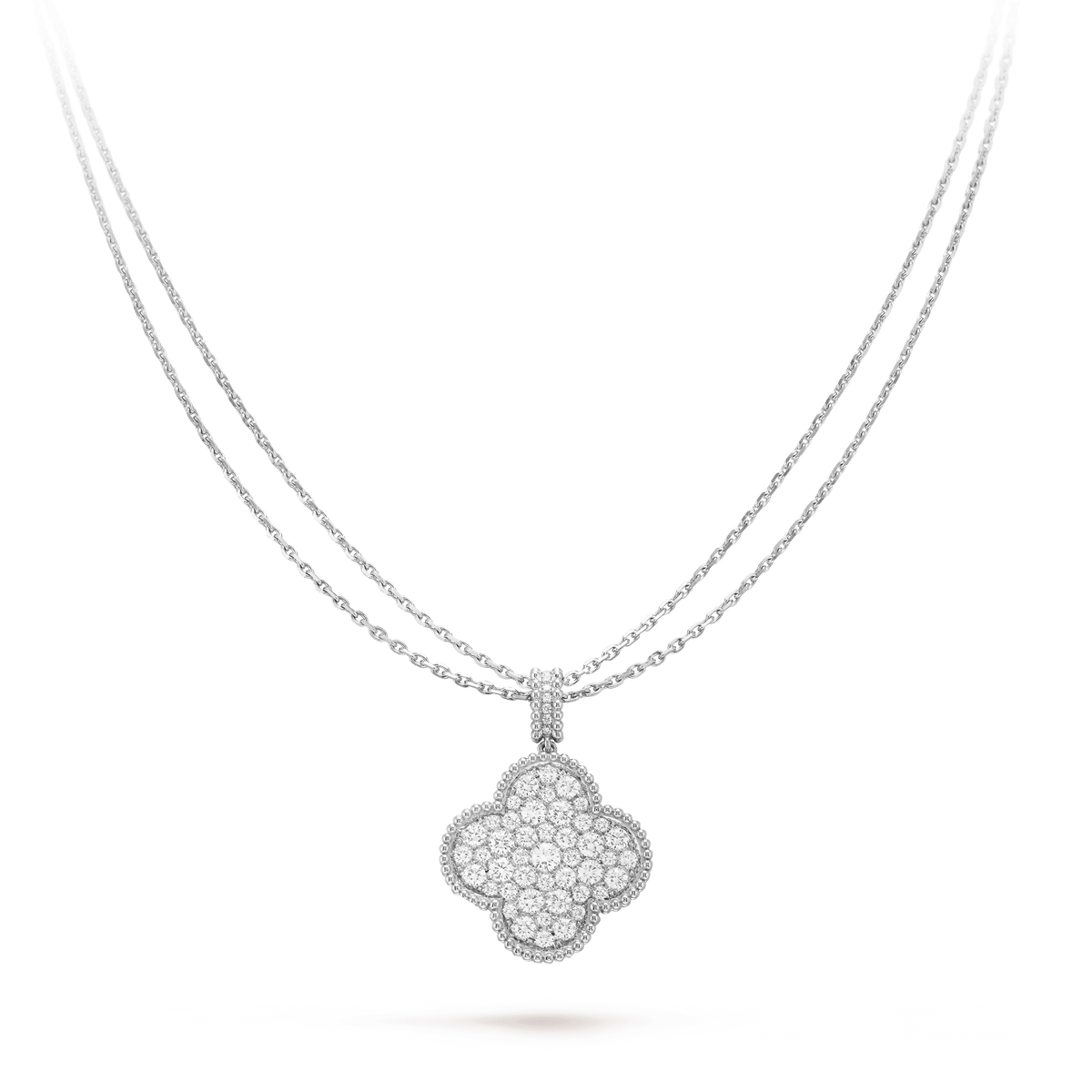CCjewelry CLOVER 25MM SILVER FULL DIAMOND BIG CLOVER NECKLACE