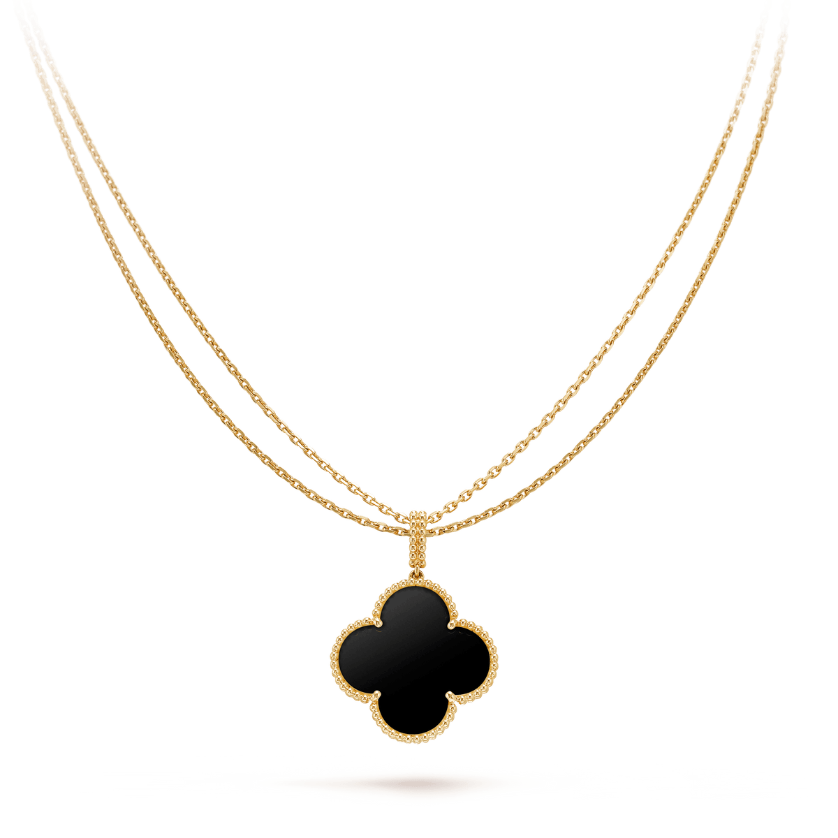 CCjewelry CLOVER 25MM GOLD ONYX BIG CLOVER NECKLACE