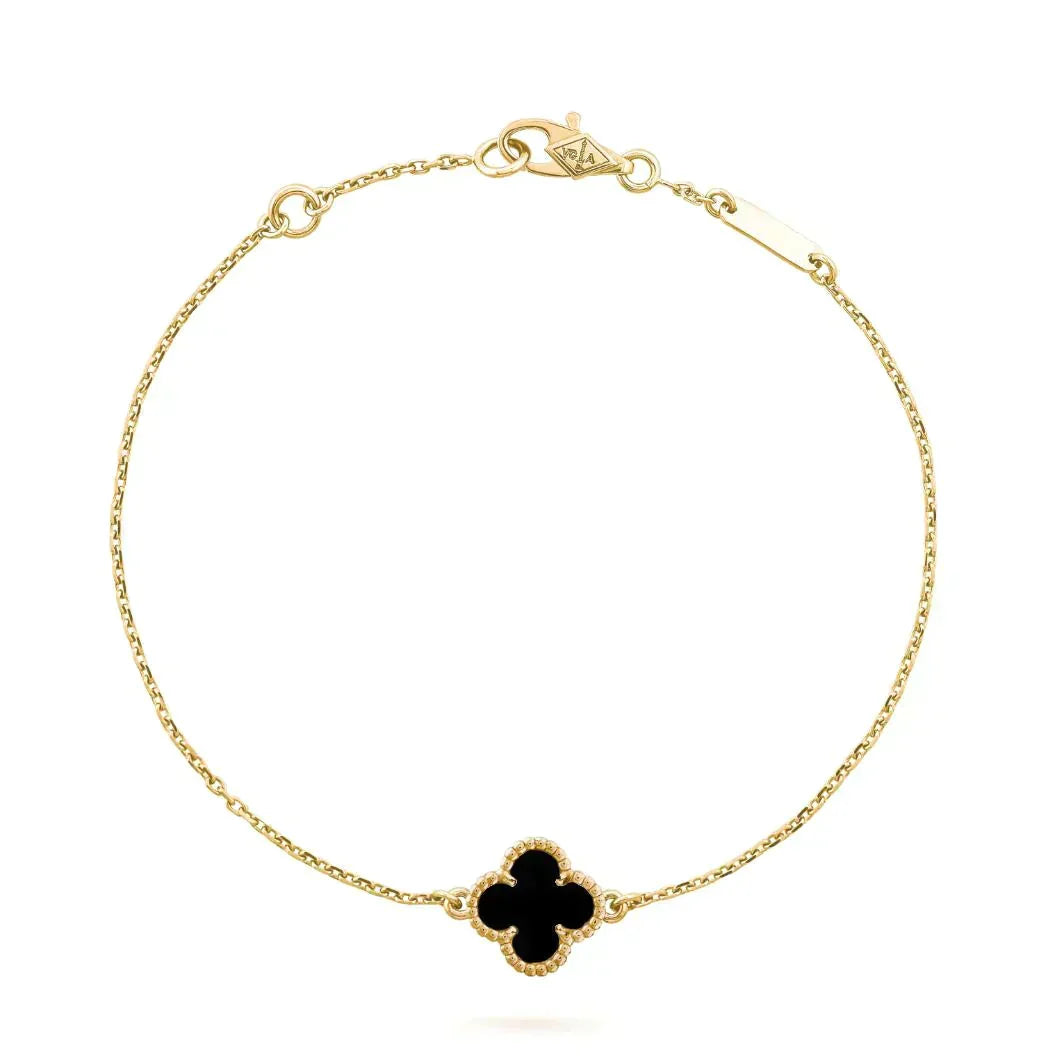 CCjewelry CLOVER ONYX SINGLE FLOWER BRACELET