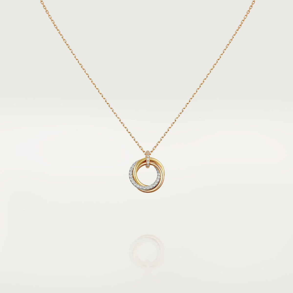 CCjewelry TRINITY NECKLACE SILVER GOLD PINK GOLD DIAMONDS